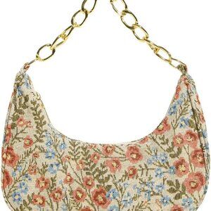 Elegant Floral Beaded Hobo Purse with Metal Chain Handle | Multicolor Delight